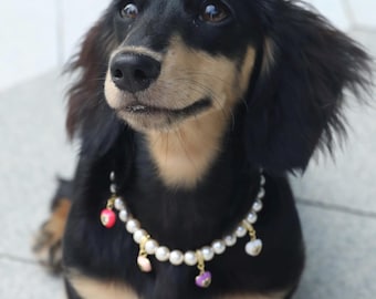 Collar de perlas para perro con colgante de corazón, collares de perlas para gato, joyas para mascotas, collar para cachorros, regalos para mascotas, regalos de cumpleaños para perros, collar para dama de honor para mascotas