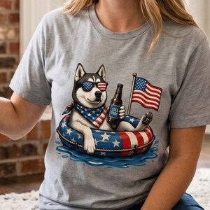 Grappige 4 juli 2026 Dog Float T-shirt, USA Flag Beer Dog Tee, patriottische zomer hondenshirt, Independence Day outfit, zomervakantie Tee