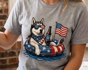 Funny 4th of July  2026 Dog Float T-Shirt,USA Flag Beer Dog Tee,Patriotic Summer Dog Shirt,Independence Day Outfit,Summer Vacation Tee