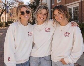 Custom Embroidered DST Crewneck with Name,Personalized Delta Sigma Theta Sweatshirt,Embroidered Name & Year Pullover,Sorority Gift for Her