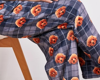Custom Pajama Pants,Photo Flannel Pajama,Dog Face Pajamas,Personalized Flannel Pants Pajamas,Christmas/Anniversary Gift For Pet Lover Gift