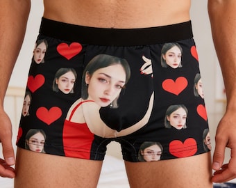 Personalized Face Boxer Briefs, Custom Photo Underwear, Anniversary Gift