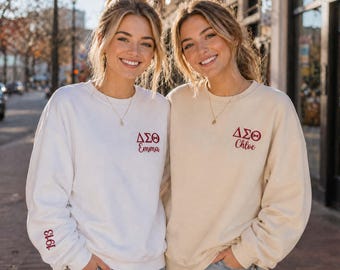 Custom Embroidered Name Sweatshirt,Personalized Delta Sigma Theta Sweatshirt,DST Apparel Gift for Her,Oversided Crewneck for Sister