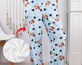 Personalized Pet Photo Flannel Pajamas, Custom Portrait PJs