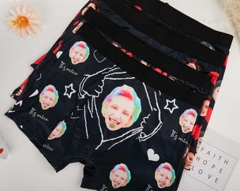 Personalized Face Boxer Briefs, Funny Husband Underwear, Valentine's Day Gift