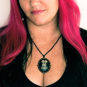 Large Distressed Conjoined Twins Cameo Necklace