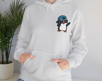 Chill Penguin Hoodie - Rolig tröja för avkoppling, present till djurälskare, sommarvibbar, mysiga kläder, unikt mode