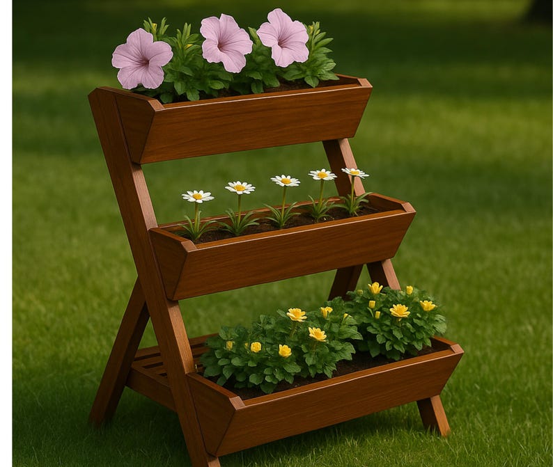 DIY 3 Tier Raised Planter Box Plans | Wooden Garden Vegetable Planter ...
