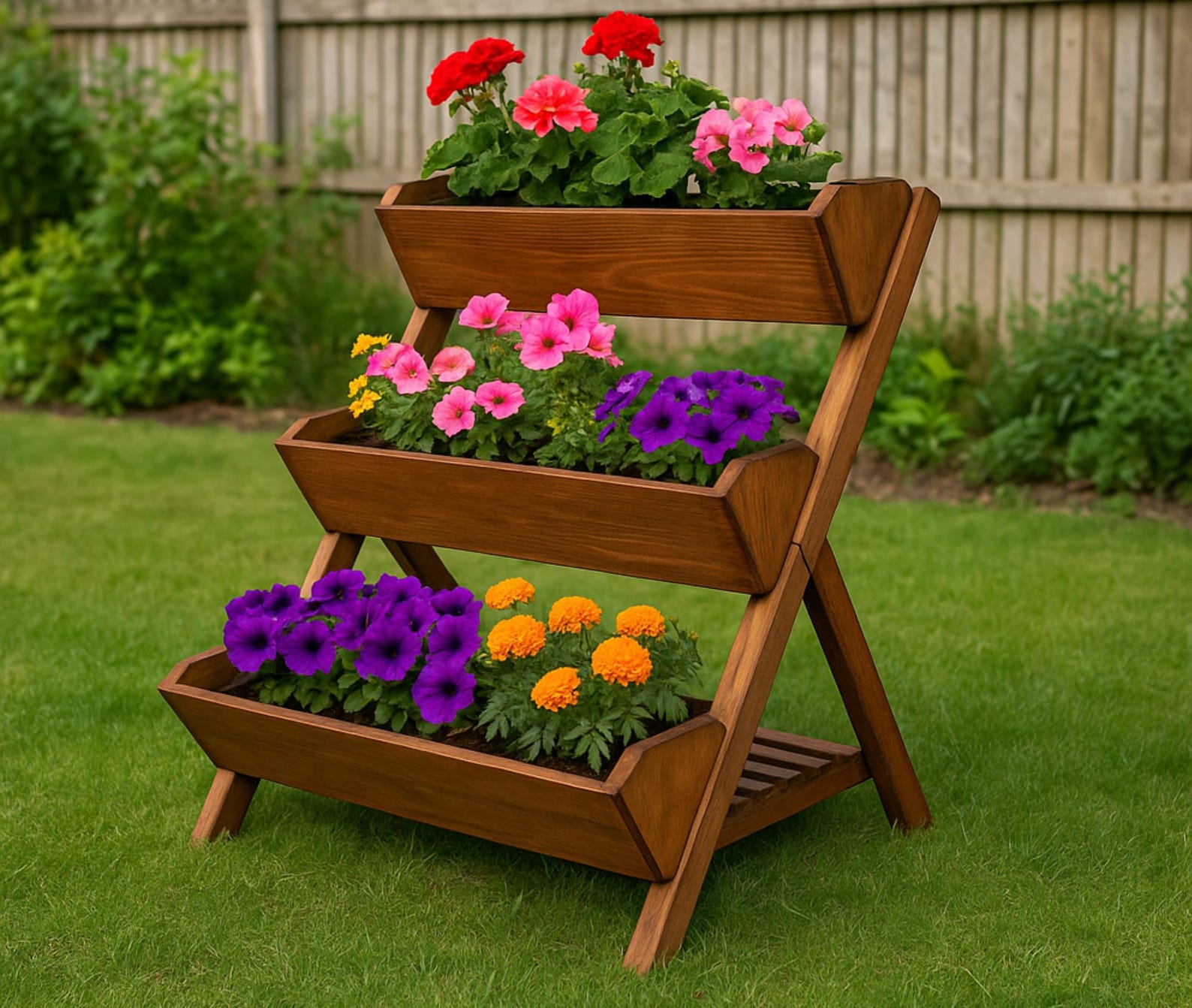 DIY 3 Tier Raised Planter Box Plans | Wooden Garden Vegetable Planter ...