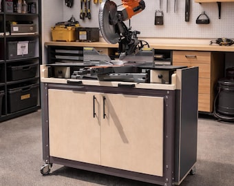 Mobile Meter Saw Table Plans with Folding Wings | Meter Saw Rack Station | Woodworking  Garage Workbench Plans