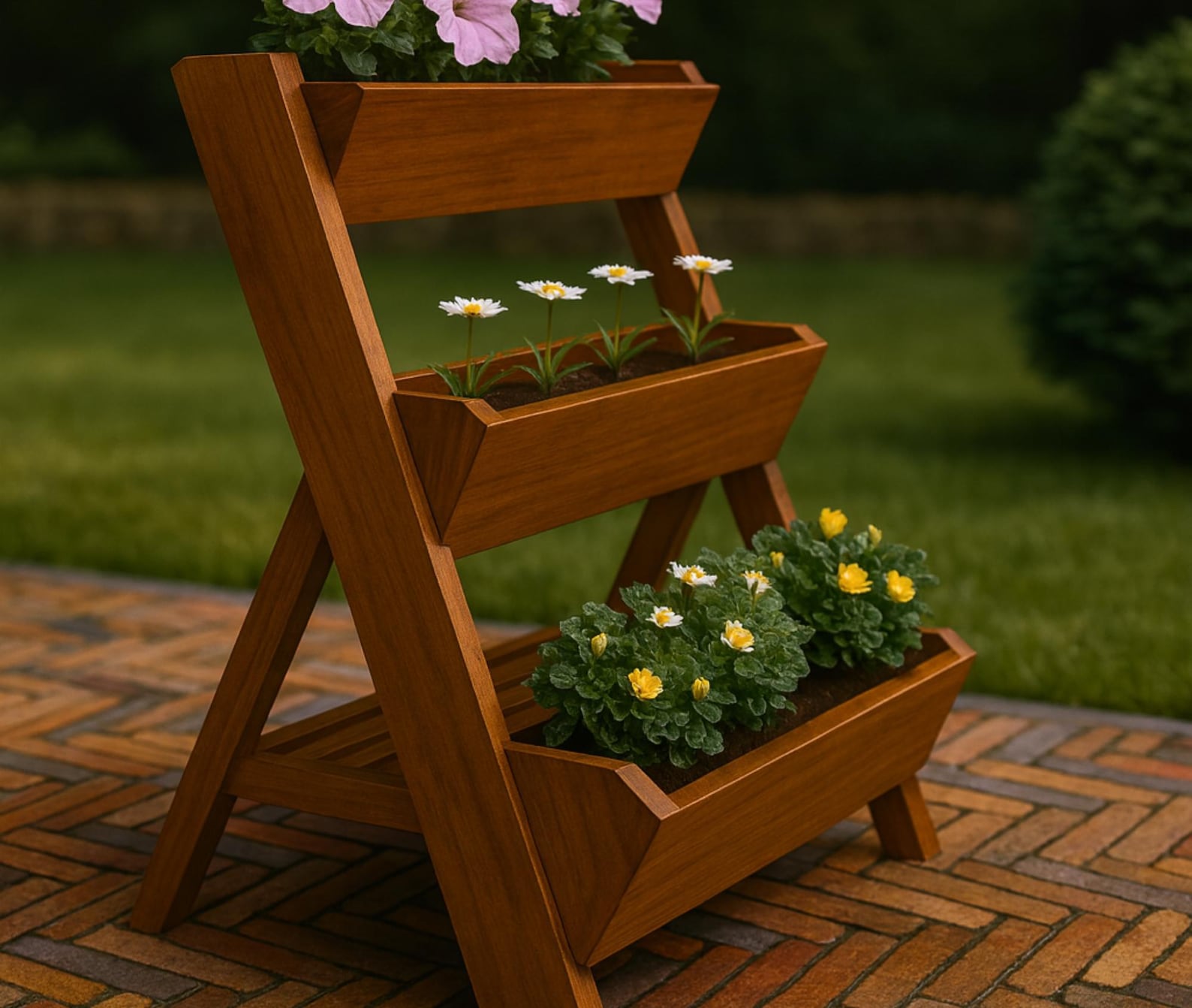 DIY 3 Tier Raised Planter Box Plans | Wooden Garden Vegetable Planter ...