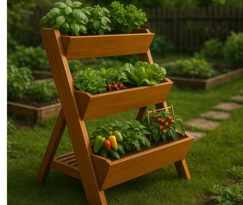 DIY 3 Tier Raised Planter Box Plans | Wooden Garden Vegetable Planter ...