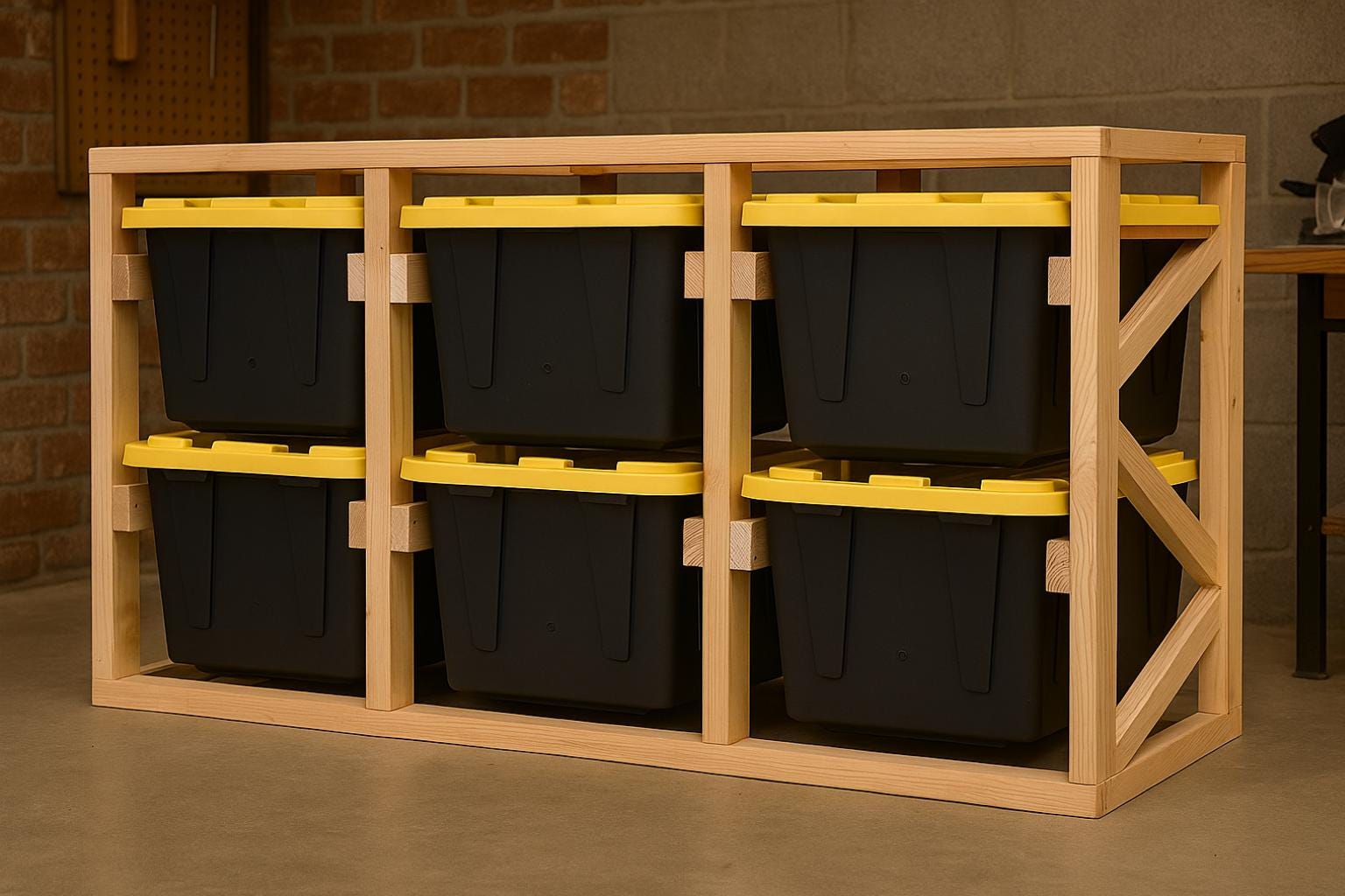 27 Gallon Tote Rack Storage Plans DIY | Garage Storage Shelving | Bin ...