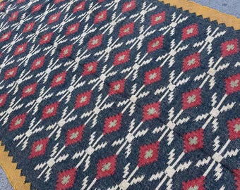 Wool Jute Kilim Rug, Handwoven Wool Jute Rug, Kilim Jute Rug, Flatweave Rug, Bohemian Rug, Indian Dhurrie Rug,Navajo Kilim Rug,Customize Rug