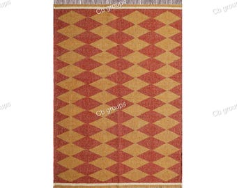 8x10 Kilim Area Rug - Bohemian Rustic Rug Traditional Wool Jute Rug ,Rugs For Living Room , Vintage Area Rug Home Decor Rug Design Kilim Rug