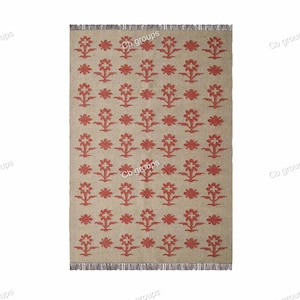 Handwoven Wool & Jute Kilim Rug: Traditional Indian Design