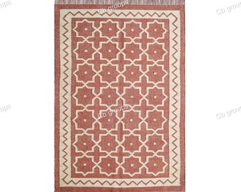 Handmade Wool Jute Kilim Rug, Wool Jute Kilim Rug, Wool and Jute Rug Handmade, Kilim Dhurrie Rug, Handmade Navajo Kilim Rug, Aztec Rug,