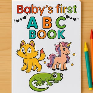Baby’s First ABC Coloring Book | ABC Baby Shower Activity Coloring Book | Baby Guest Book Keepsake | Animal Alphabet Printable Activity