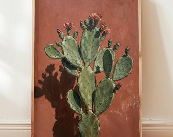 Stampa a olio di fico d'india - Arte botanica del deserto - Decorazione in terracotta del sud-ovest