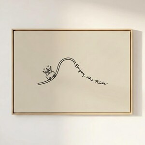 Arte lineal de montaña rusa "Disfruta del paseo": decoración de pared minimalista y divertida