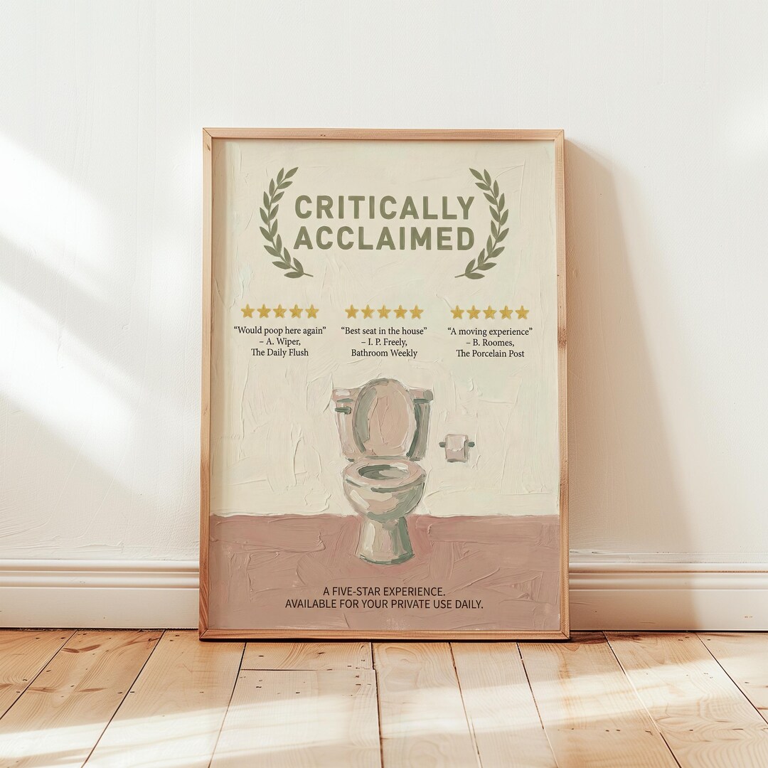 Funny Bathroom Review Oil Painting - Cheeky Restroom Decor - Etsy