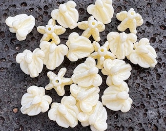 Crown Flower Beads in Hawaiian Style, Bags of 100, Coral Powder and Ivory Shades, Perfect for Lei Making