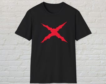 Rotes Luffy Chest Scarf Vier-Spitzen-T-Shirt | Minimalistisches Anime-inspiriertes Logo, One Piece, Anime-Liebhaber, Geschenk, sauberes und einfaches Design