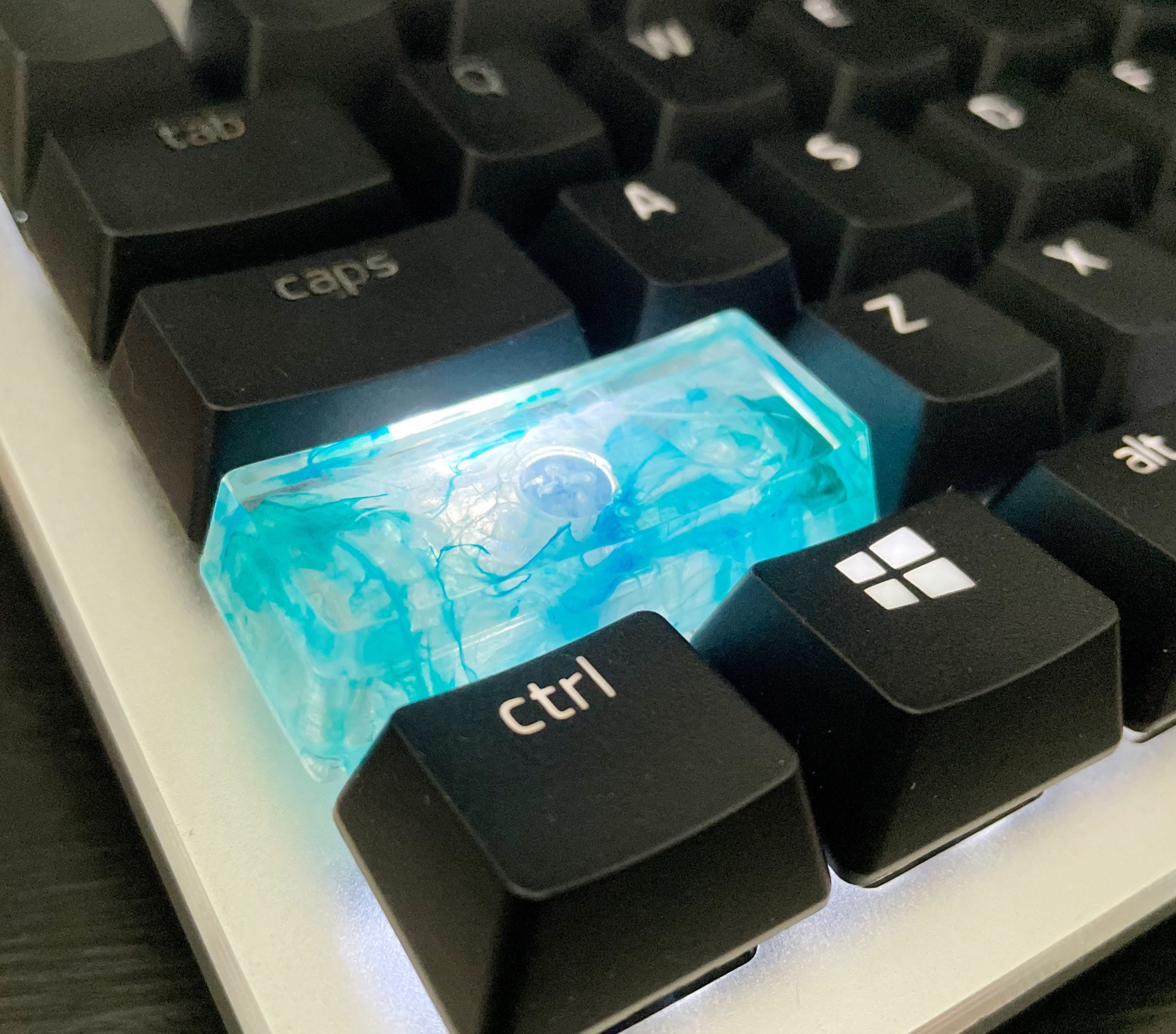 Keycap Blue Keycap Artisan Keycap Clear Resin Keycap Etsy