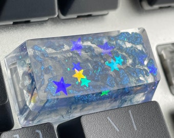 Blue keycap, artisan resin keycap, handmade blue keycap, cherry mx keycap, clear resin keycap, fun office gift, office decor, cute keycap