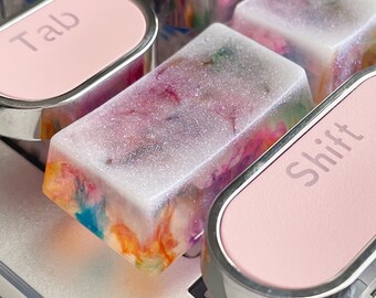 Tie dye keycap, cherry mx keycap, frosted keycap, transparent keycap, custom artisan keycap, cute keycap, custom keyboard, caps lock keycap