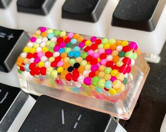 Bubblegum Keycap, clear keycap, colorful keycap, cherry mx keycap, custom artisan keycap, cute keycap, custom keyboard, backspace keycap