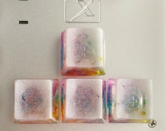 Tie dye arrow keycap set, cherry mx keycap, frosted keycap set, transparent keycap, custom artisan keycap, cute keycap set, custom keyboard