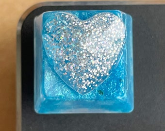 3D Keycap, heart keycap, cute blue keycap, cherry Mx keycap, custom artisan keycap, fun keycap, 3D heart keycap, cute keyboard, esc keycap