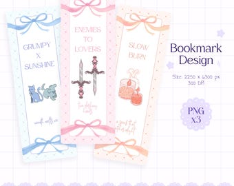 Coquette Romance Trope Lesezeichen zum Ausdrucken - 3er Pack - Geschenk für Buchliebhaber