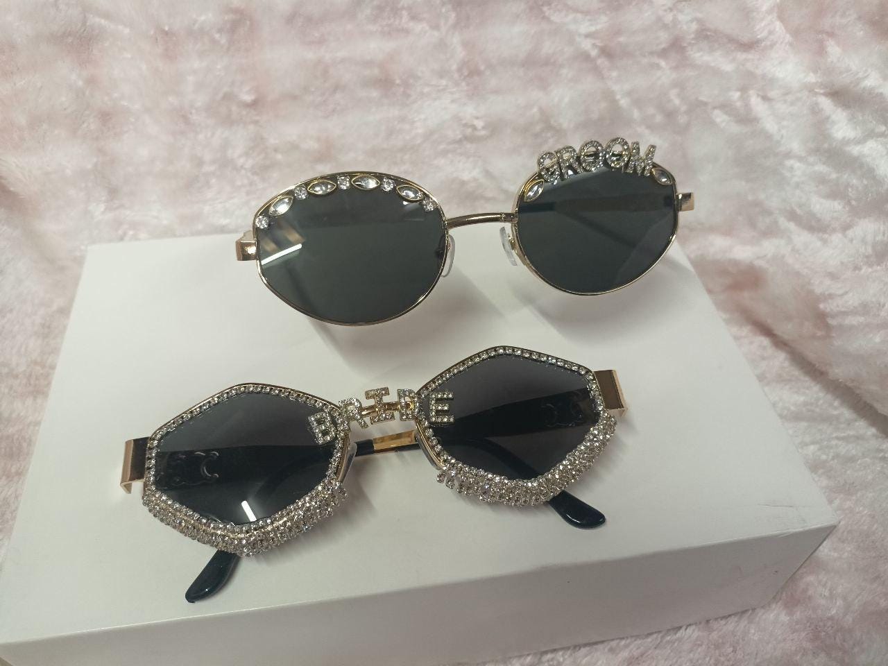 Bride & Prom Rhinestone Sunglasses Set | Glam Wedding Party 