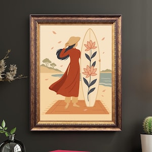 Vietnam Art Print | Ao Dai Woman Poster | Vietnamese Australia Fusion Decor | Mid-Century Modern Travel Wall Art