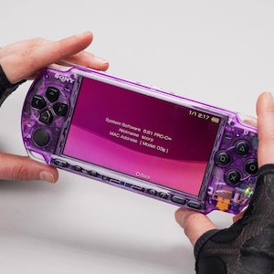 PSP 3000 Portable Purple Myst Housing Bundle : Includes Battery, Storage