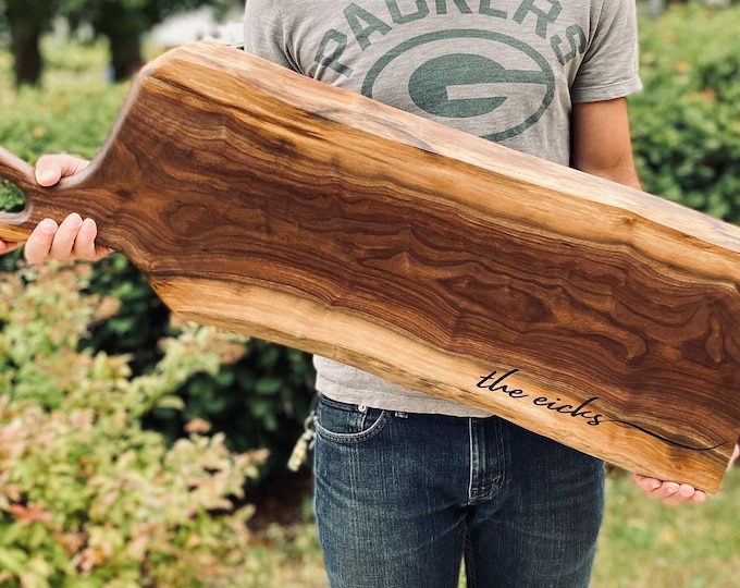 Live Edge Walnut Charcuterie Board: Customizable Serving Board with Engraving