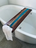 Epoxy and Walnut Bath Board: 42x12 Customizable Bath Caddy