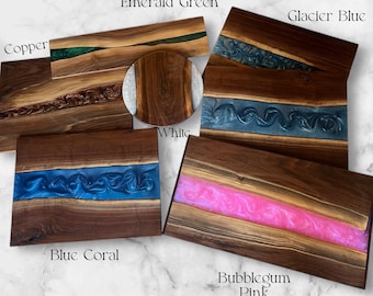 Personalized Walnut  Epoxy Serving Board: 30”x18” Charcuterie Board with Customizable Options