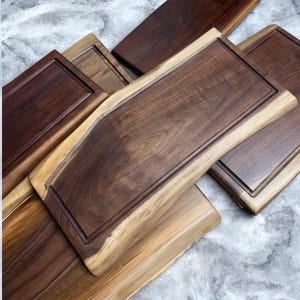 Personalized Walnut Live Edge Cutting Board: USA Handcrafted Chopping Block