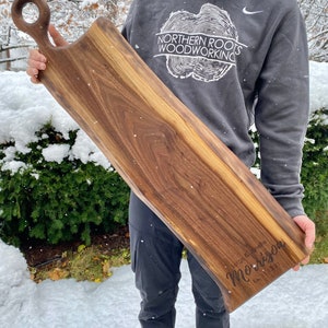 40&quot; Long Charcuterie Board, Big Personalized Charcuterie, Walnut Serving Board, Meat and Cheese Board, Live Edge, Grazing Table, Christmas
