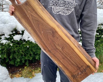 40" Personalized Walnut Charcuterie Board: Live Edge Serving Tray