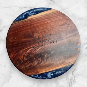 Lazy Susan, Personalized Charcuterie Board, Custom Serving Board, Housewarming Gift, Walnut Resin Cheese Tray, Epoxy Serving Board, Wedding