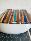 Epoxy and Wood Bath Tray: 35x9 Live Edge Walnut Bath Caddy