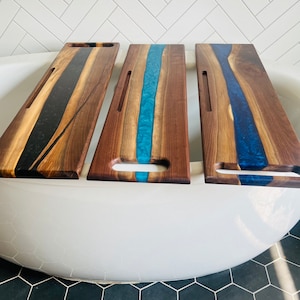 35x9&quot;, Wood & Resin Bath Tray, Live Edge Bath Caddy, Unique Gift for her, Luxury Bathroom, housewarming gift, Gift for mom, mothers day gift