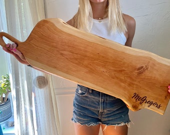 Personalized Charcuterie Board-Cherry Serving Board, Meat and Cheese Board, Live Edge, Grazing Table Board, Customizable, Holiday Gift