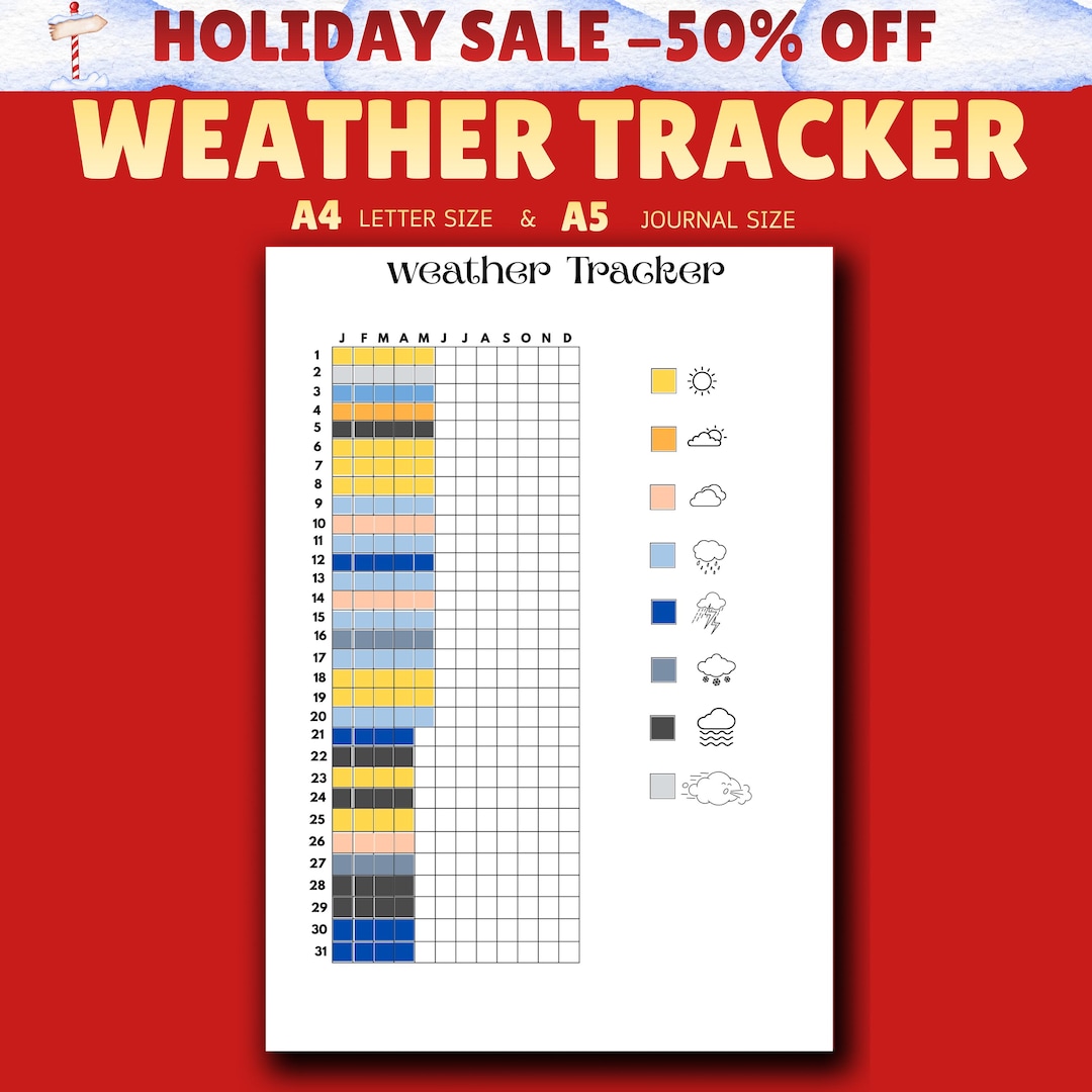 Weather Tracker Assignment Weather Tracker - PRINTABLE Journal Page - Planner Page - Yearly ...