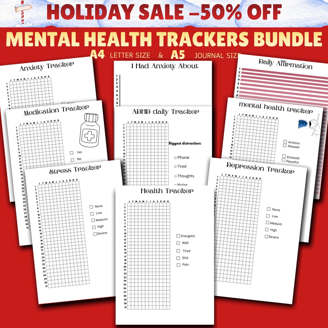 Mental Health Trackers Bundle - PRINTABLE Journal Pages - Digital ...