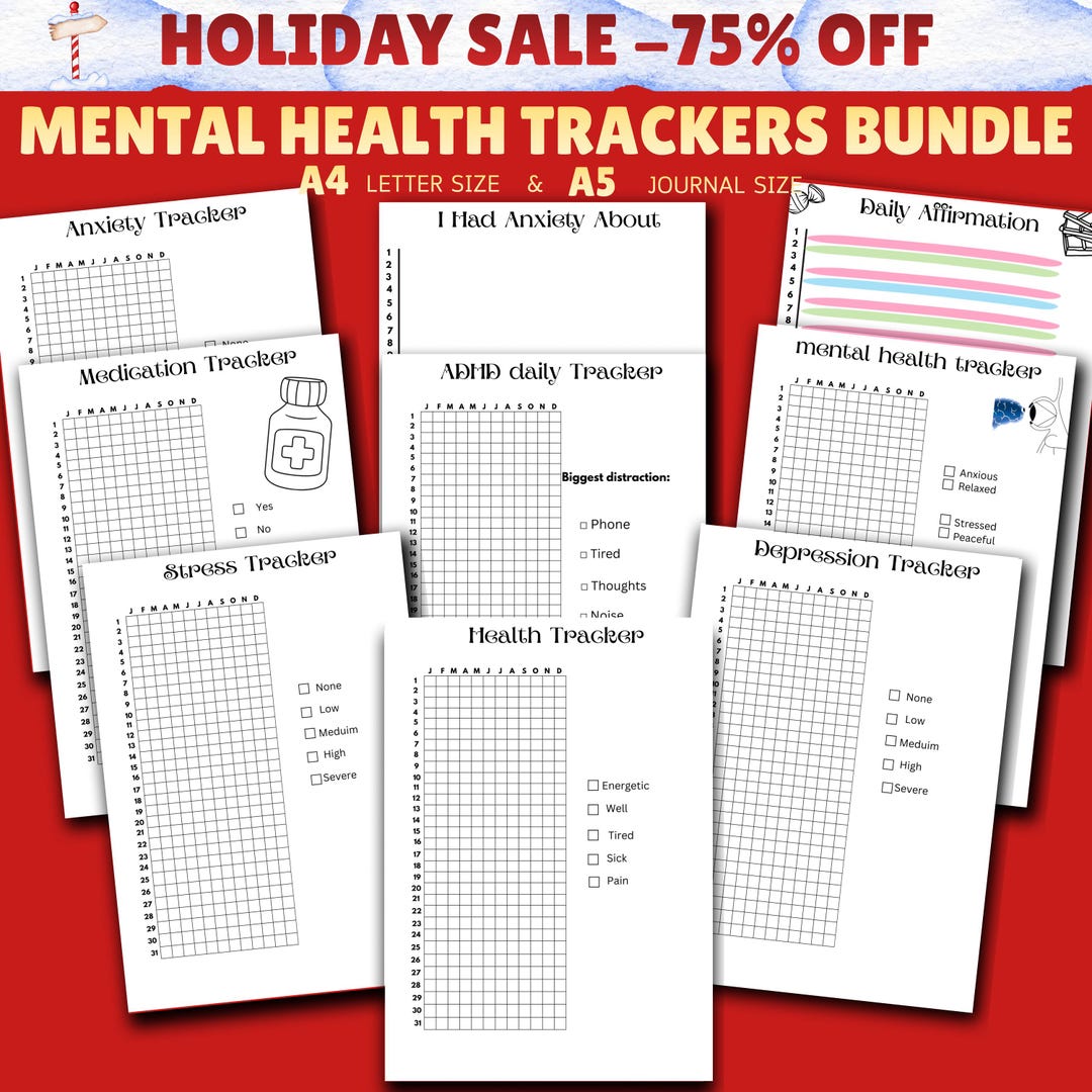 Mental Health Trackers Bundle - PRINTABLE Journal Pages - Digital ...